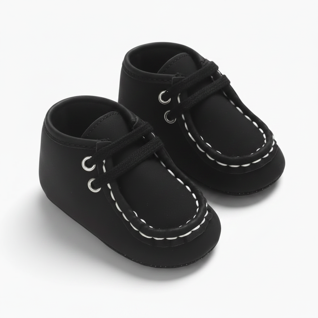 Mocassin Bébé Noir Fini Daim : Premiers Pas en Élégance