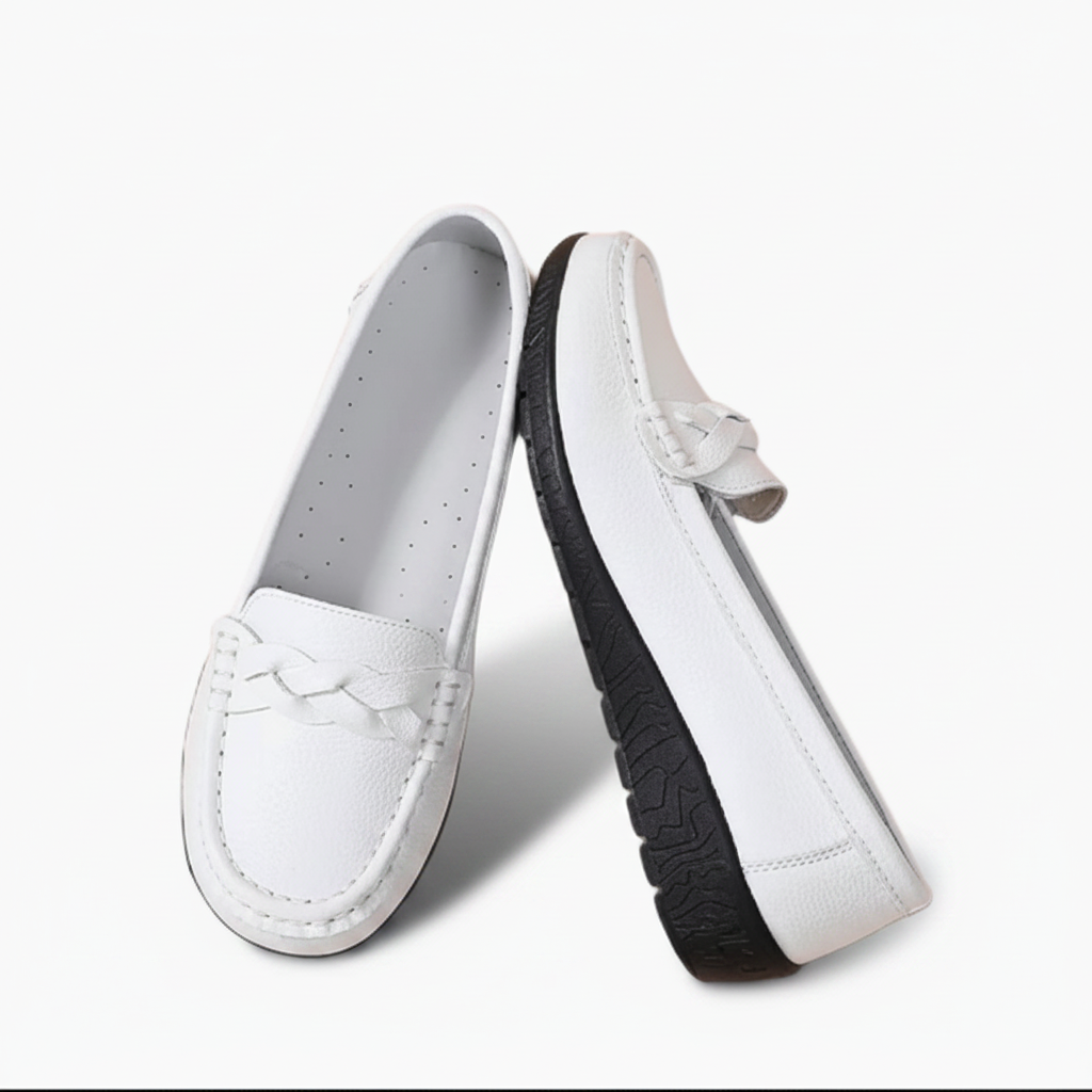 Mocassin Blanc Cuir Femme - vue 4