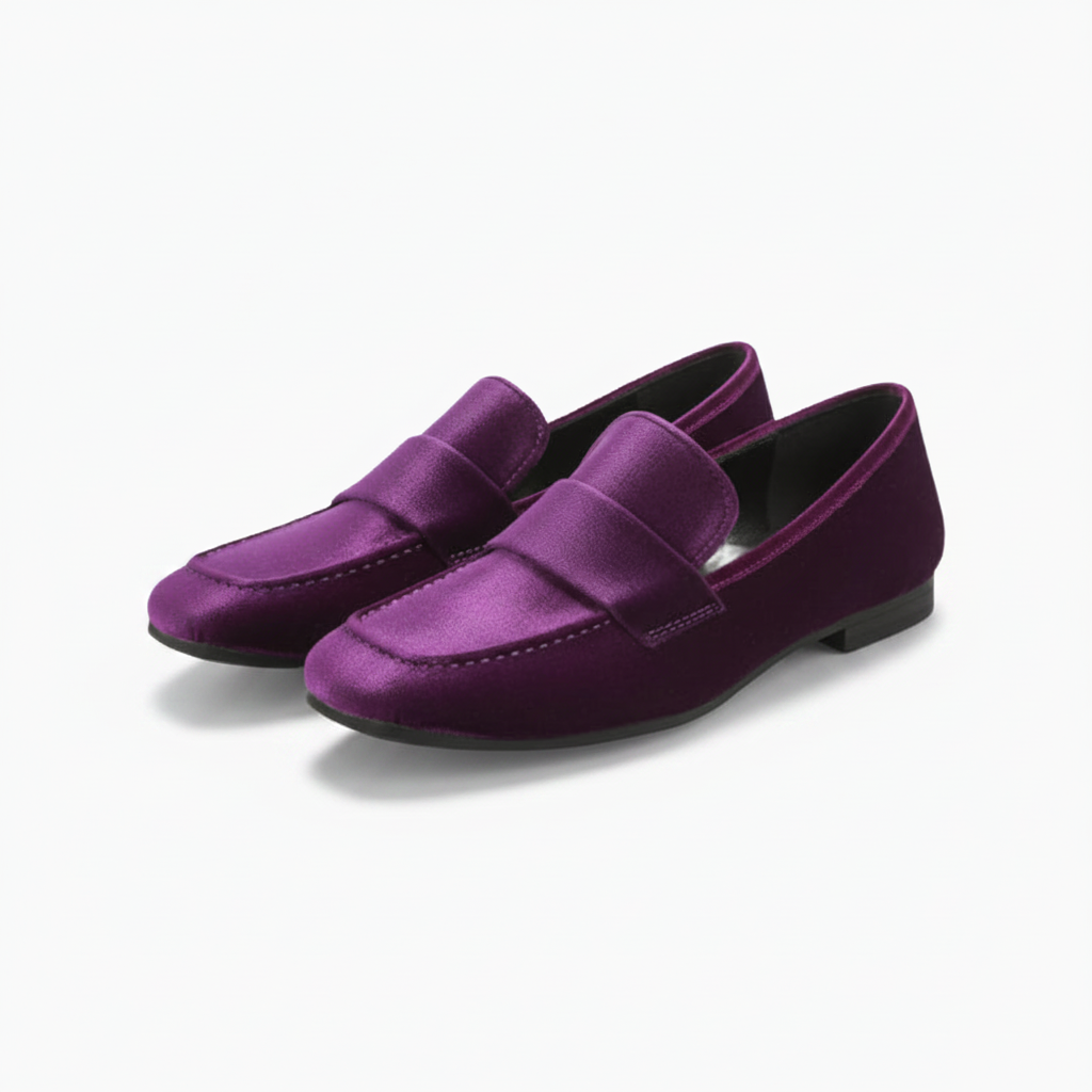 Doublure intérieure en cuir du mocassin bateau violet, garantissant respirabilité et bien-être optimal.