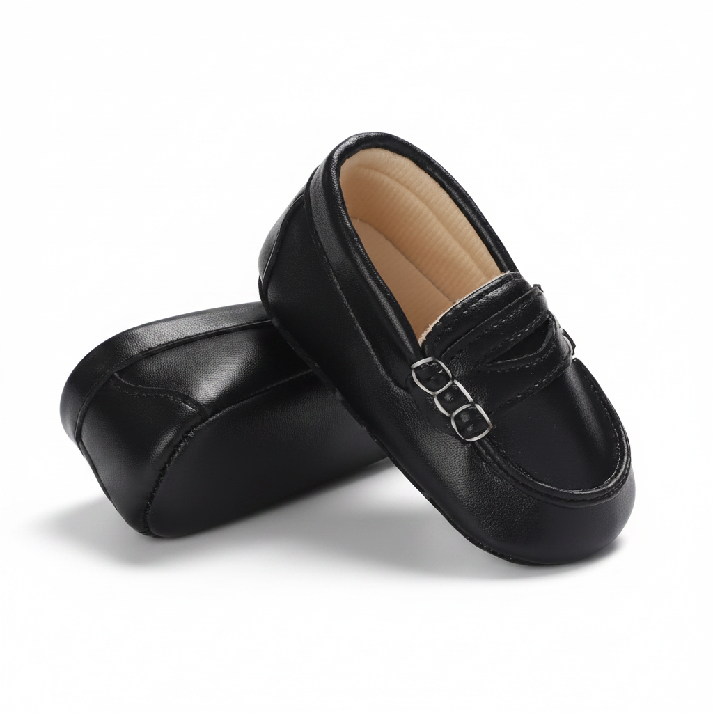 Mocassin Bébé Noir Cuir - vue 3