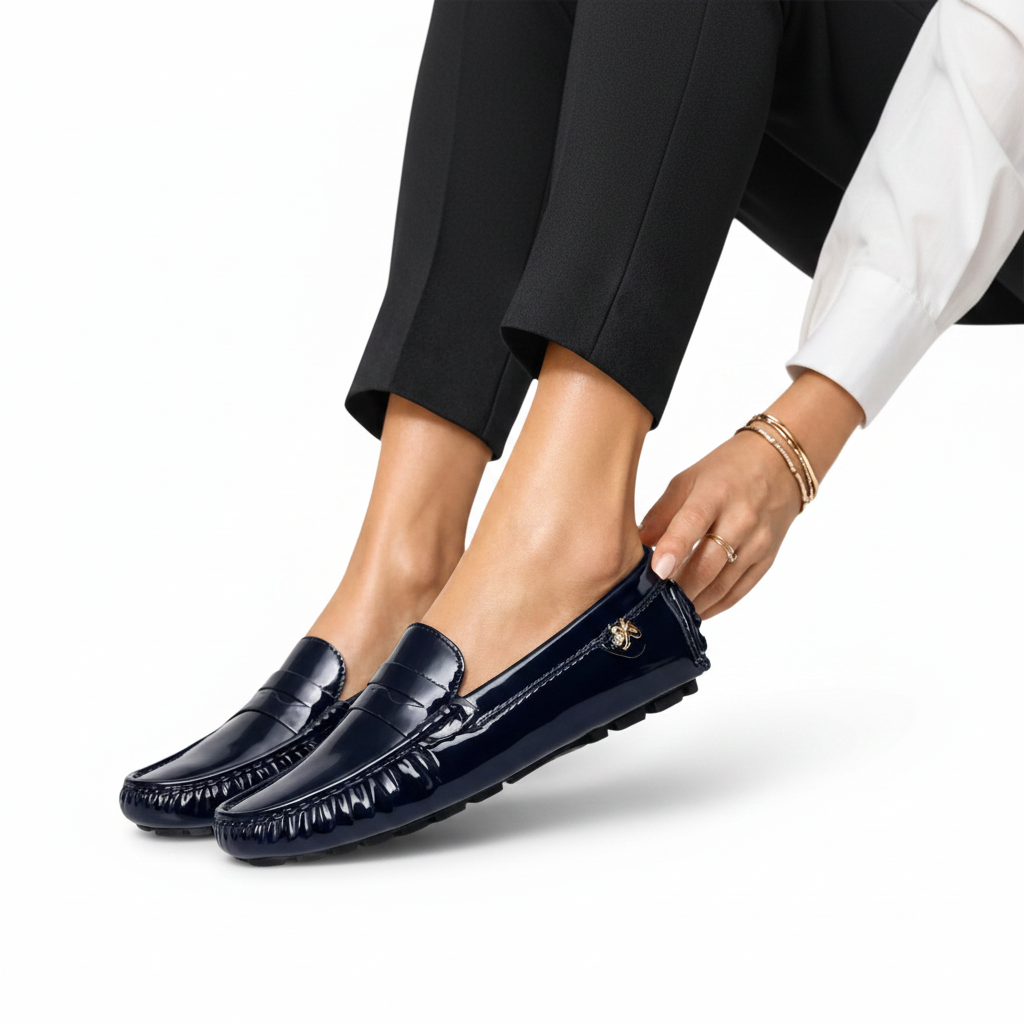 Détail de la semelle antidérapante du mocassin femme, assurant confort et excellente adhérence.