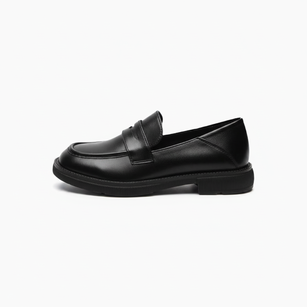 Talon bloc confortable du mocassin pour femme, assurant stabilité et une touche de hauteur stylée.