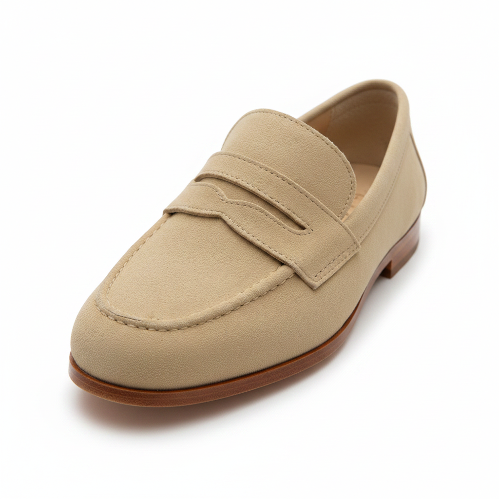 Mocassin Daim Beige à Talon Femme - vue 7