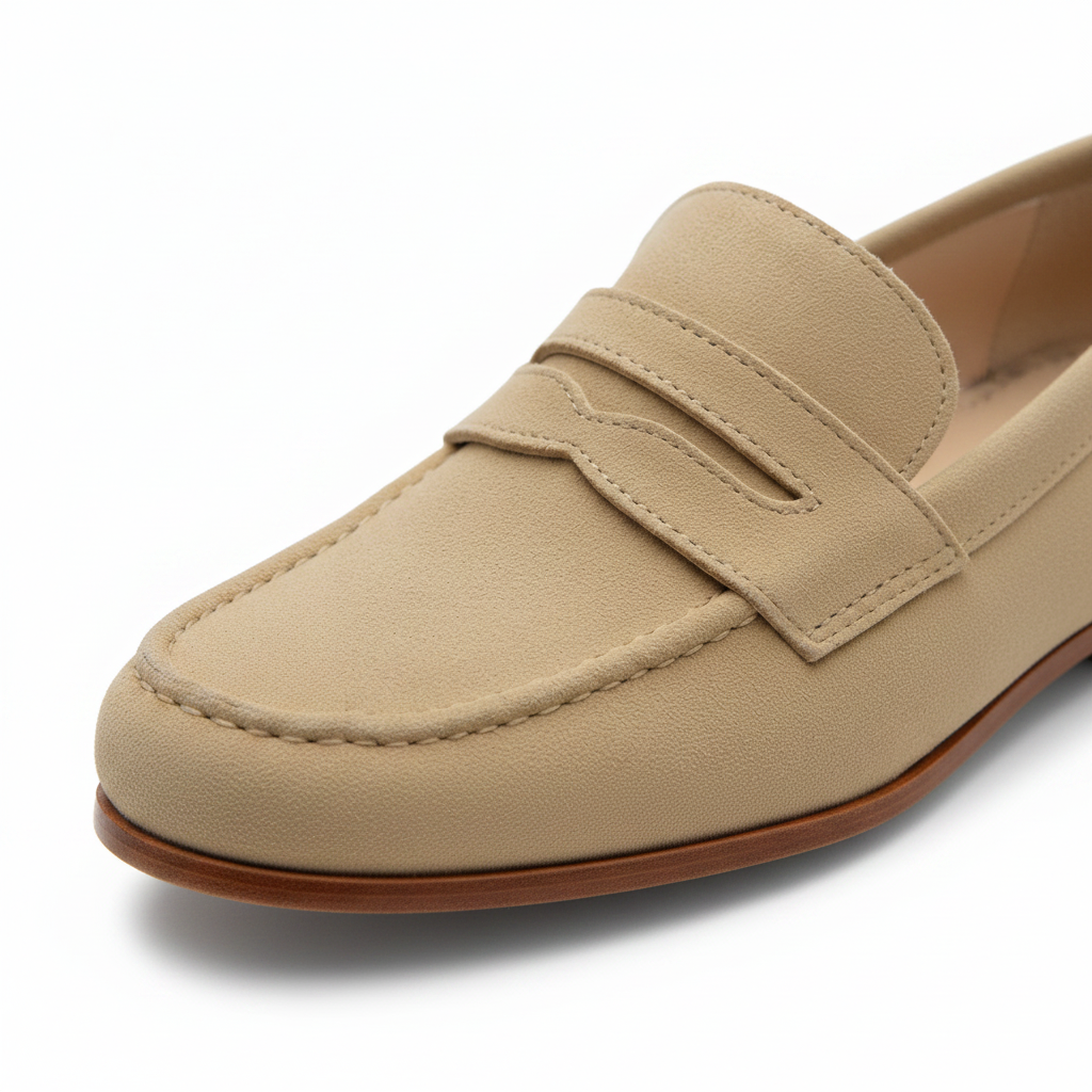 Mocassin Daim Beige à Talon Femme - vue 6
