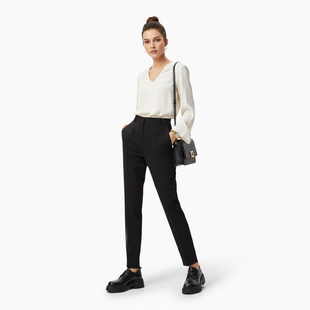 Mocassin noir à lacets sur pied, offrant confort et style pour une sortie décontractée en ville.