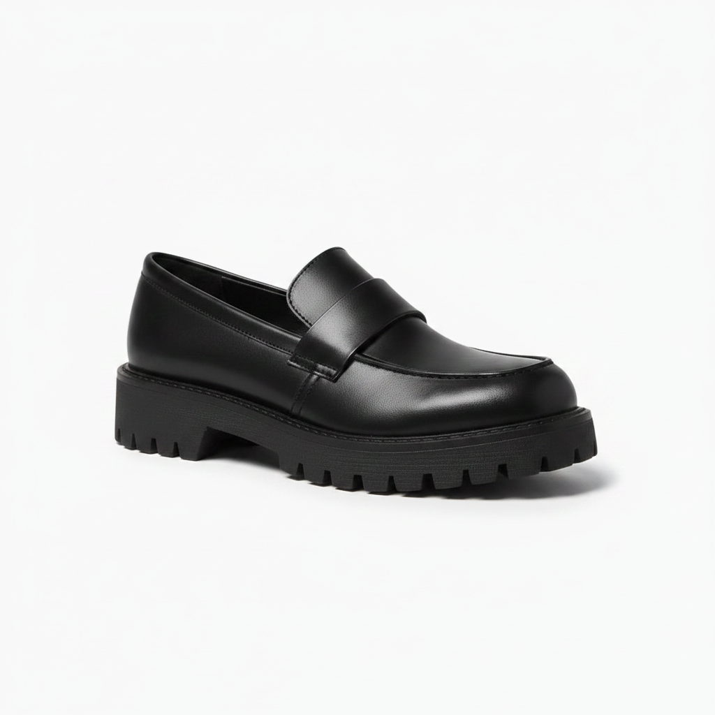 Mocassin Plateforme Cuir Noir Femme - vue 7
