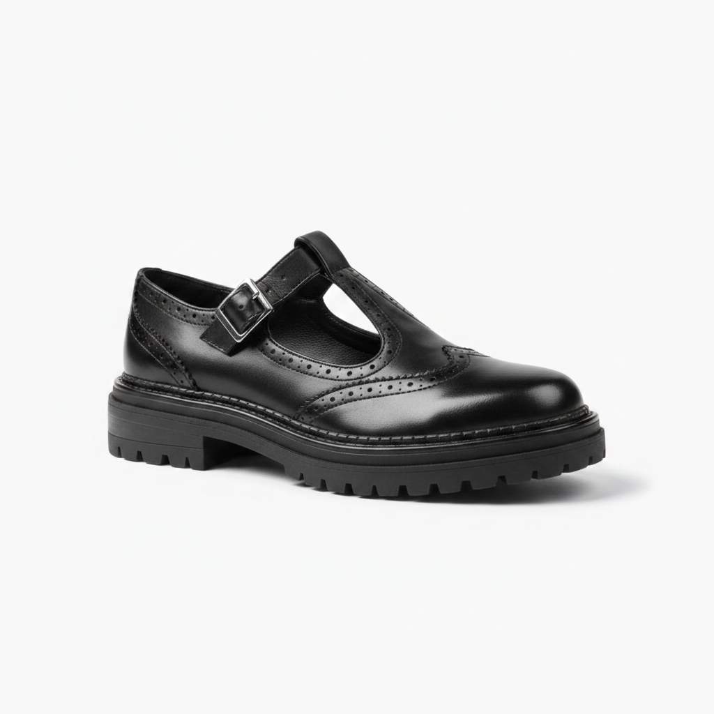 Mocassin Plateforme Cuir Vernis Noir Femme - vue 7
